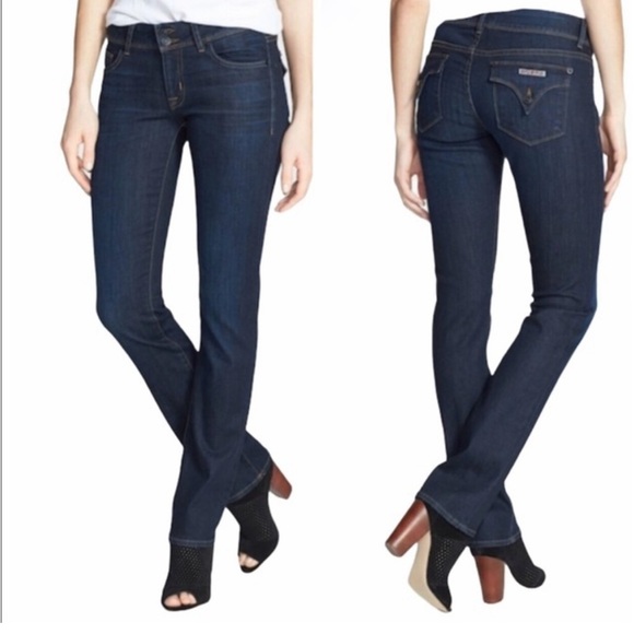 Hudson Ginny‎ Straight Leg Jeans Flap Pockets Dark Wash Women’s Sz 27 - Picture 1 of 13